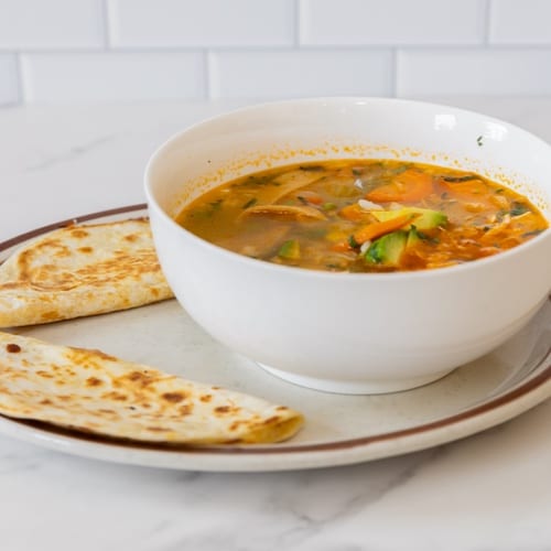 Lunch Chicken Soup and Quesadillas.