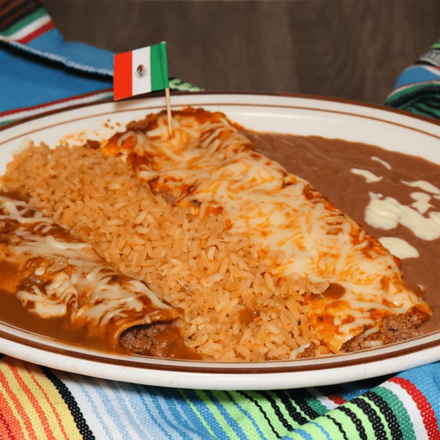 16. Burrito, Enchilada, Rice & Beans.