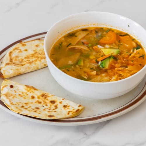 Lunch Chicken Soup and Quesadillas.