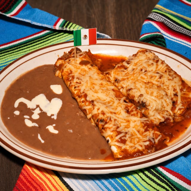 13. Beef Burrito, Real Chile Relleno & Beans.