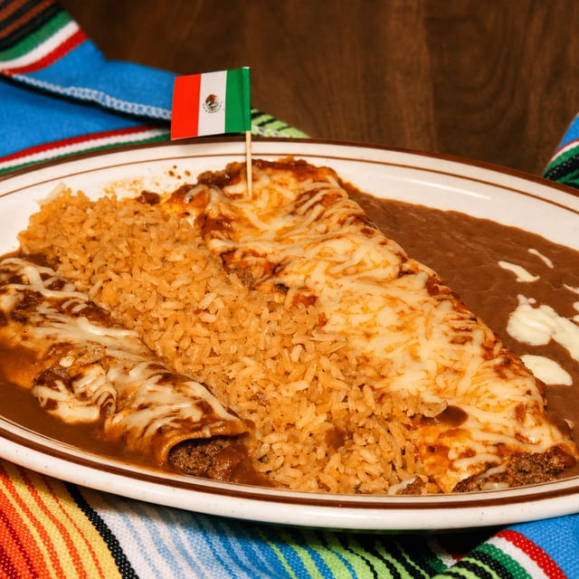 16. Burrito, Enchilada, Rice & Beans.