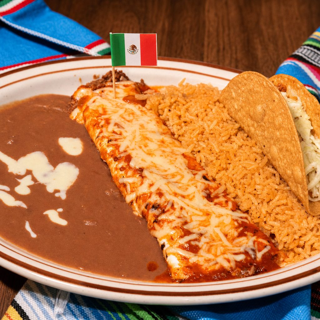 15. Burrito, Taco, Rice & Beans.