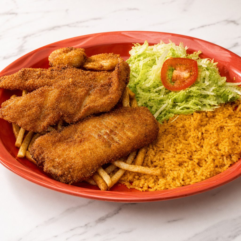 Filete Empanizado Con Camarones | Fried Fish Fillet with Shrimp.