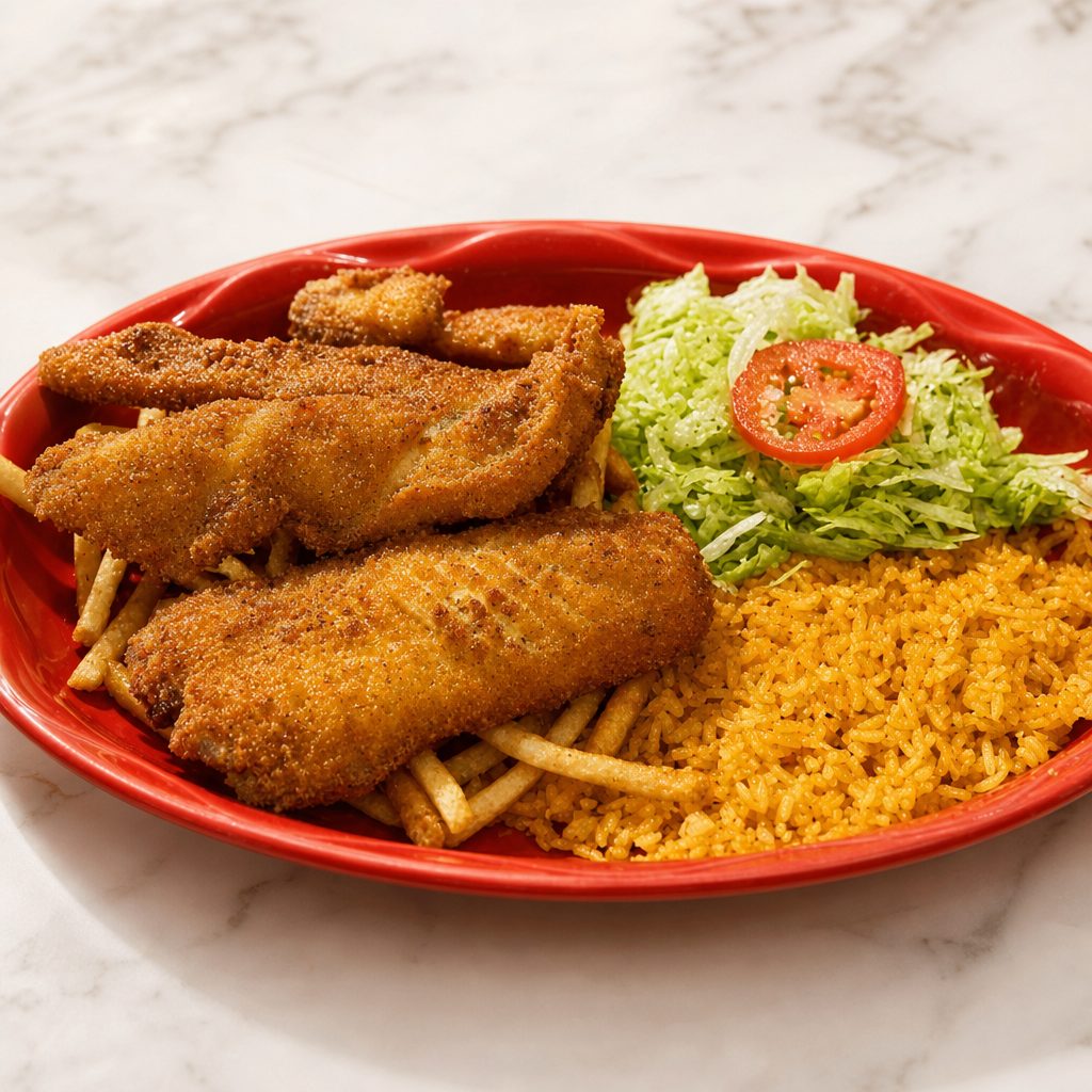Filete Empanizado Con Camarones | Fried Fish Fillet with Shrimp.