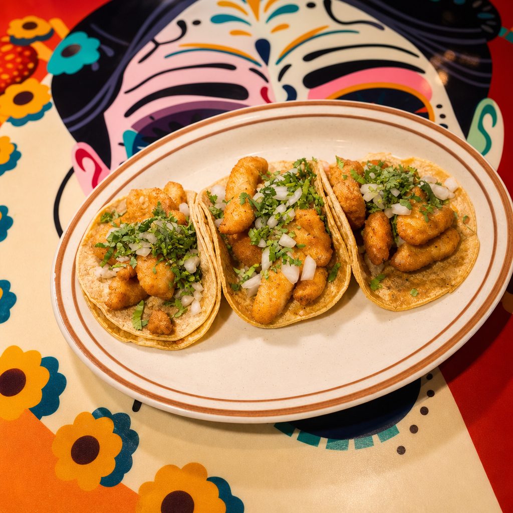 (3) Fried Fish Tacos.