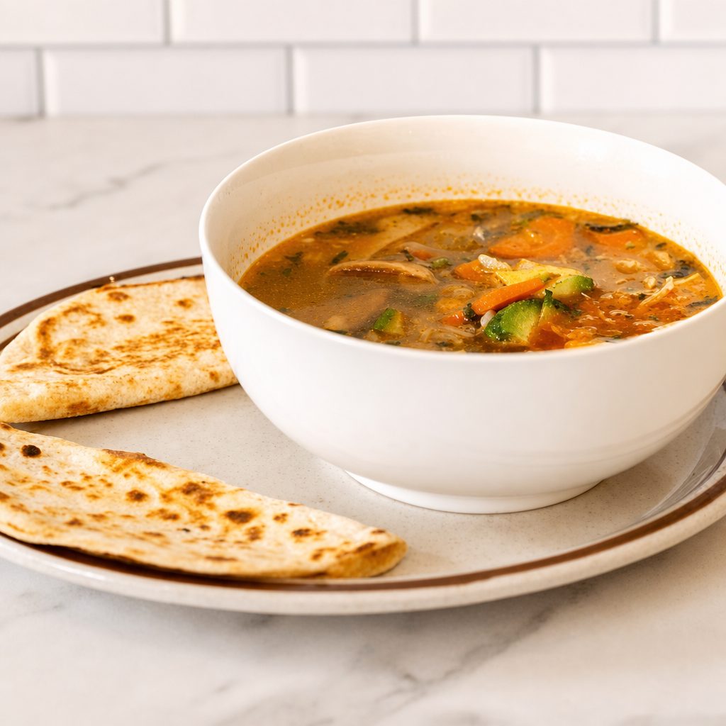 Lunch Chicken Soup and Quesadillas.