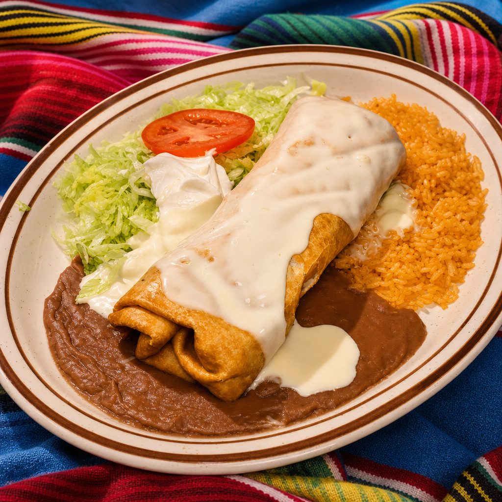 Cheese Steak Burrito Dinner.