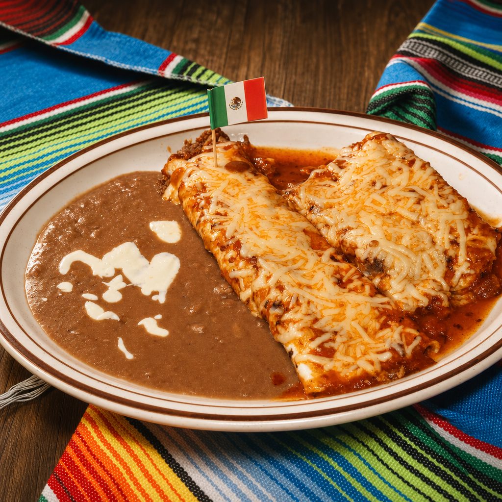 13. Beef Burrito, Real Chile Relleno & Beans.