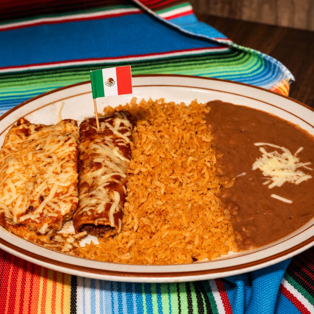 7. Enchilada, Real Chile Relleno, Rice & Beans.