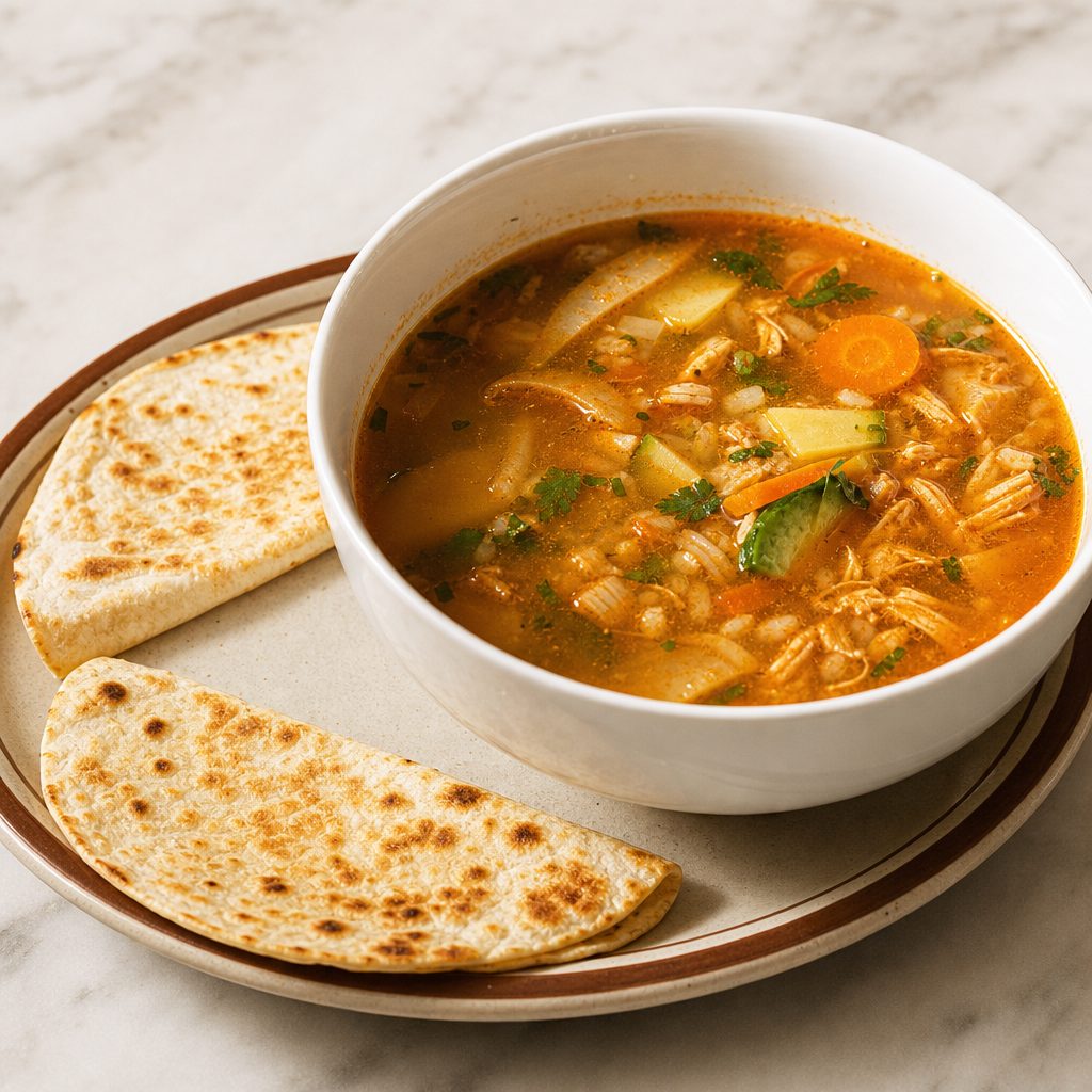Lunch Chicken Soup and Quesadillas.