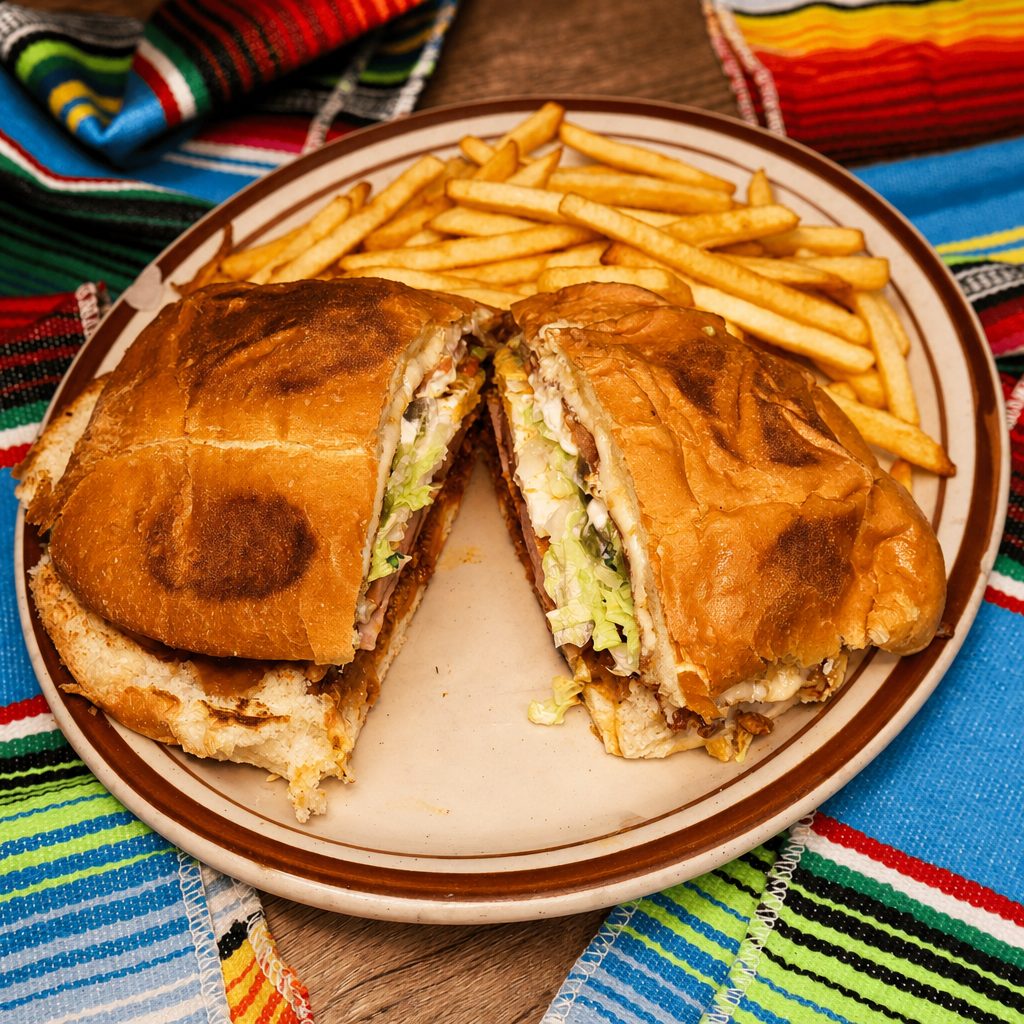 Cubana Torta | Mexican Sausage, Ham & Eggs.